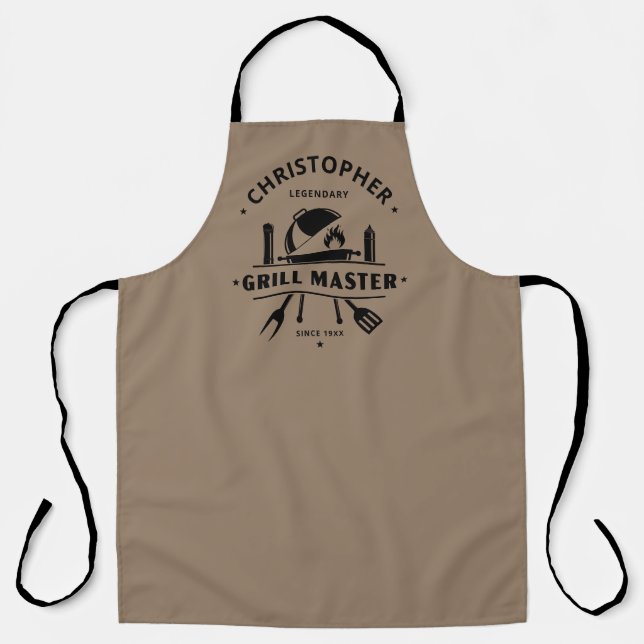Legendary Grill Master Rustic Brown Custom BBQ Apron (Front)