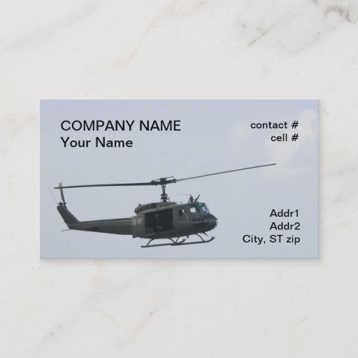 Customizable Legendary huey helicopter business card template