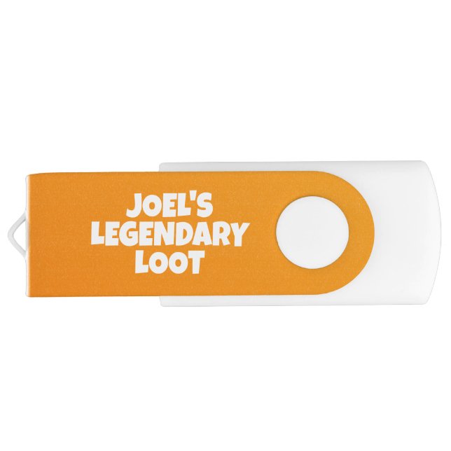 Legendary Loot Gamer Kids Name Text Slogan Flash Drive (Back)