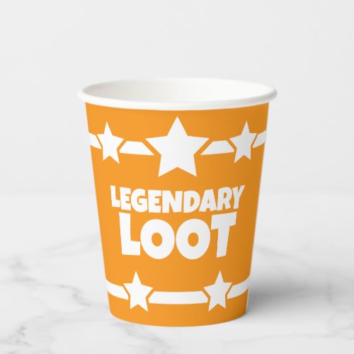 Legendary Loot Gamer Kids Yellow Star Text Slogan Paper Cups