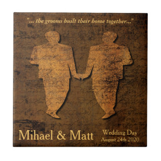 Legendary Love Gay Wedding Gift Tile for Grooms