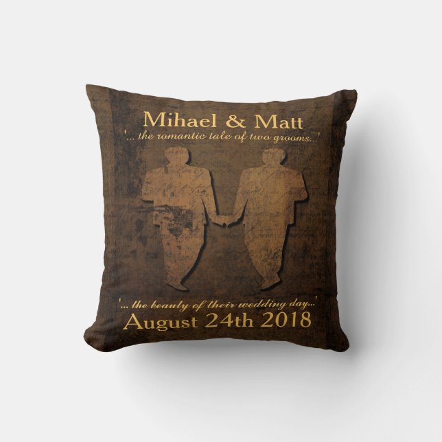Legendary Love Grooms Pillow Gay Wedding Gift (Front)