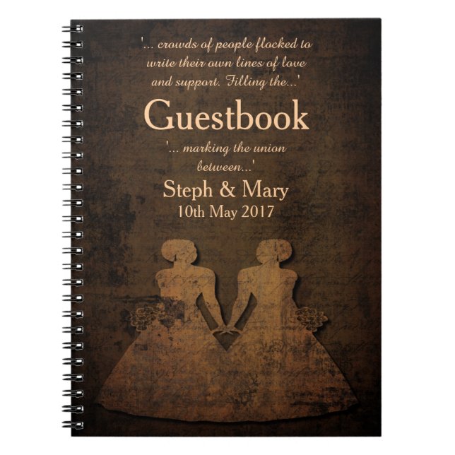 Legendary Love Story Lesbian Wedding Guestbook Notebook (Front)