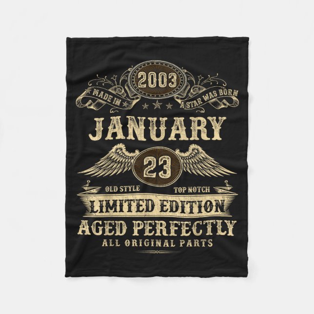 Legendary Man Born January 2003 23rd Birthday  Fleece Blanket (Front)