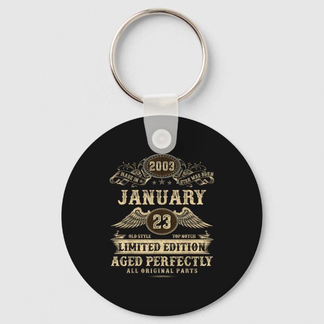 Legendary Man Born January 2003 23rd Birthday  Keychain (Front)