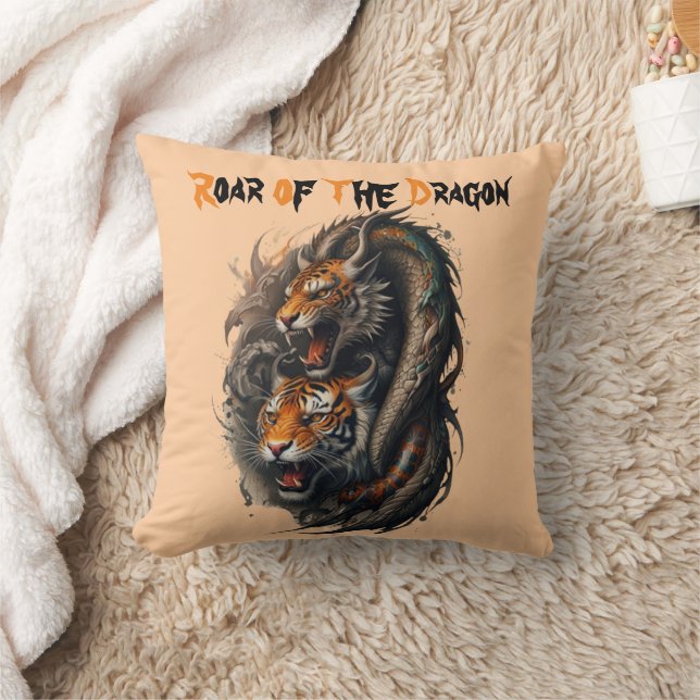 Legendary Might: Tiger Meets Dragon Throw Pillow (Blanket)