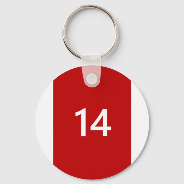 Legendary No. 14 in red and white Keychain (Front)