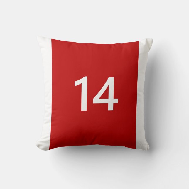 Legendary No. 14 in red and white Throw Pillow (Front)