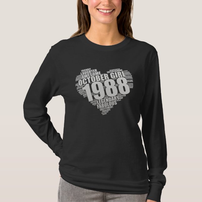 Legendary October Girl 1988 Awesome & Fabulous Big T-Shirt (Front)