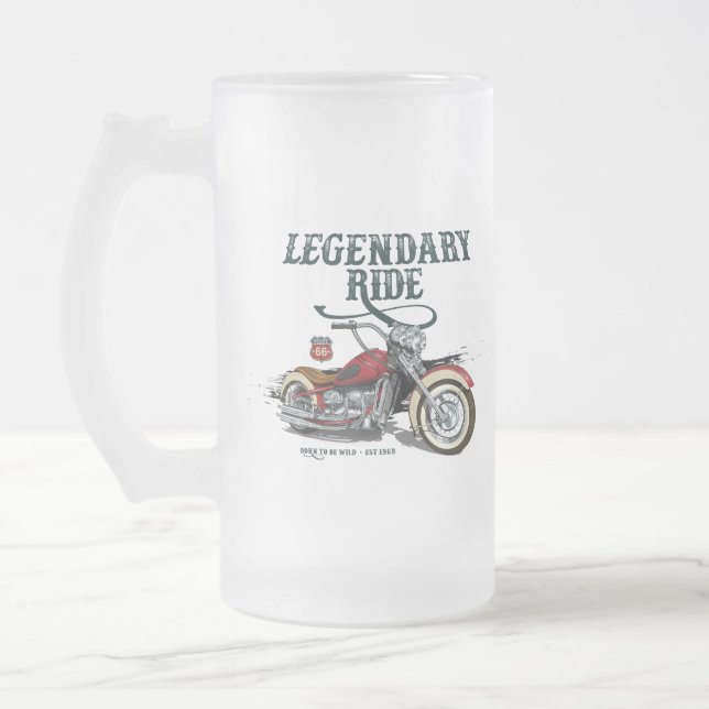 Legendary Ride Frosted Glass Beer Mug (Left)