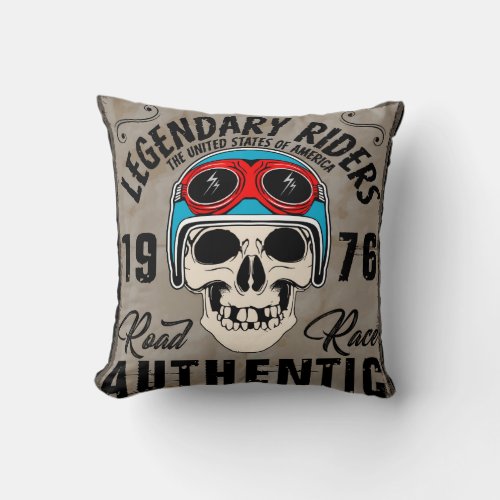 Legendary Riders Motorcycle Throw Pillow