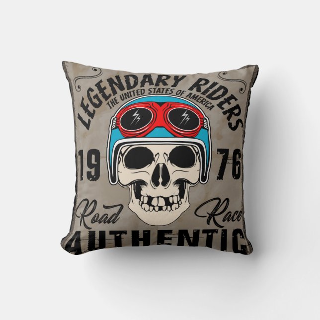 Legendary Riders Motorcycle Throw Pillow (Front)