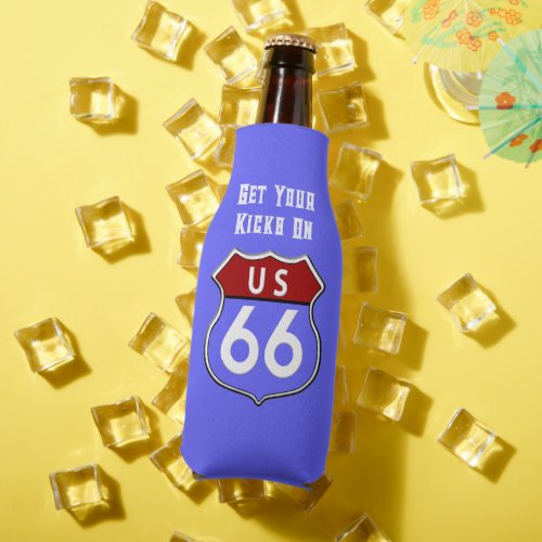 Legendary Route 66 Road Sign Blue Bottle Cooler