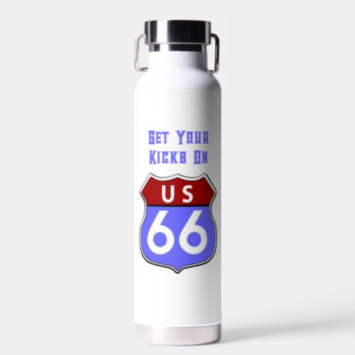 Legendary Route 66 Road Sign Blue Water Bottle