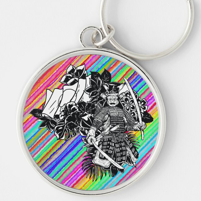 Legendary Samurai Warrior with Katana Design Keychain (Front)