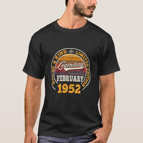 Legendary Since February 1952 70Th Birthday Gift 7 T_Shirt
