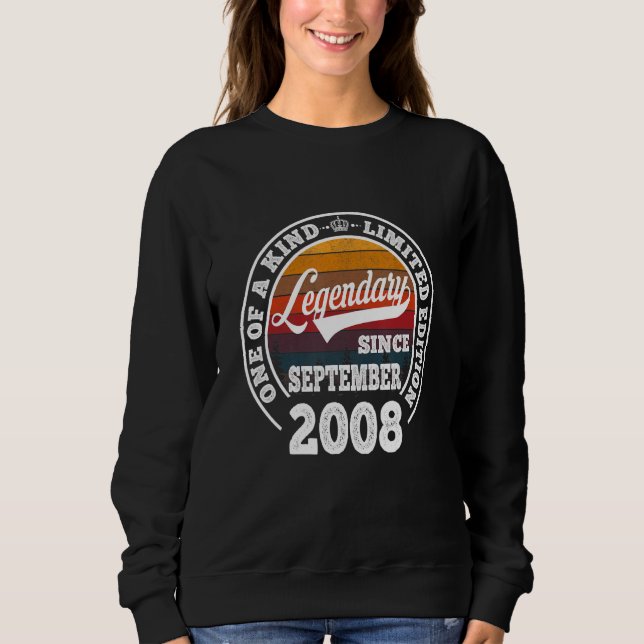 Legendary Since September 2008 14th Birthday  14 Y Sweatshirt (Front)