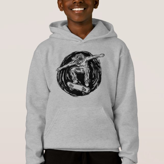 Legendary Skater Doing Mid-Air Skateboarding Hoodie (Front)