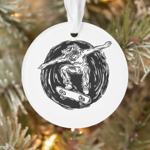 Legendary Skater Doing Mid-Air Skateboarding Ornament
