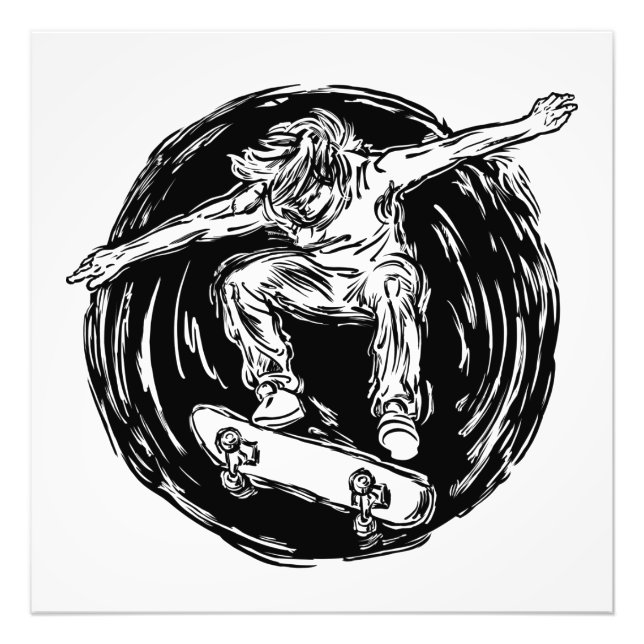 Legendary Skater Doing Mid-Air Skateboarding Photo Print (Front)