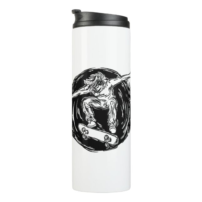 Legendary Skater Doing Mid-Air Skateboarding Thermal Tumbler (Rotated Right)