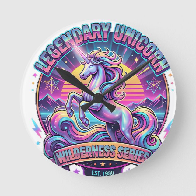 Legendary Unicorn Double Sided Throw Pillow Round Clock (Front)