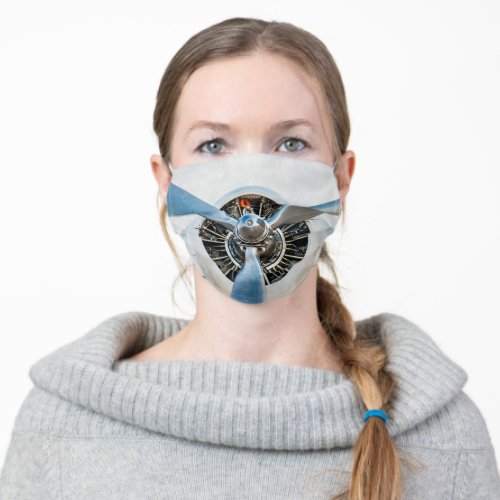 Legendary Vintage Aircraft Propeller And Engine Adult Cloth Face Mask