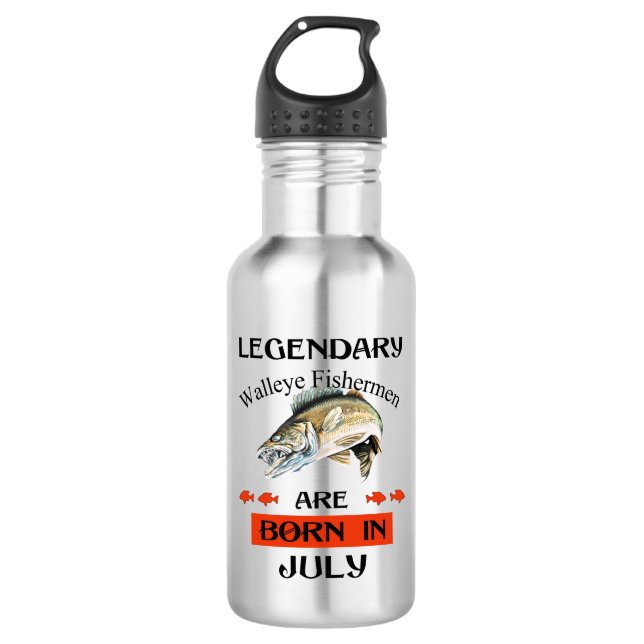Legendary Walleye Fishermen Are Born in July Stainless Steel Water Bottle (Front)