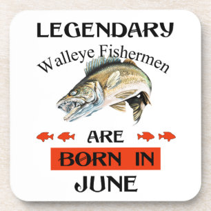 Legendary Walleye Fishermen Are Born in June Beverage Coaster