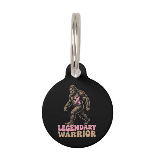 Legendary Warrior Bigfoot Pink Ribbon Awareness Pet ID Tag