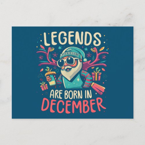 Legends are born in December Birthday Gift Idea Announcement Postcard