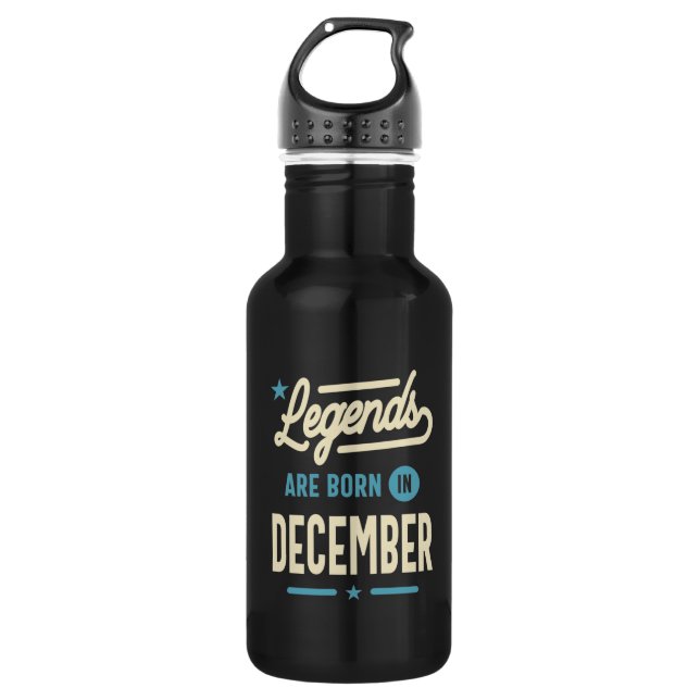 Legends are Born in December - December Birthday Stainless Steel Water Bottle (Front)