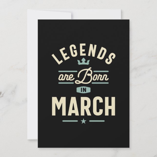 Legends are Born in March - March Birthday Thank You Card (Front)