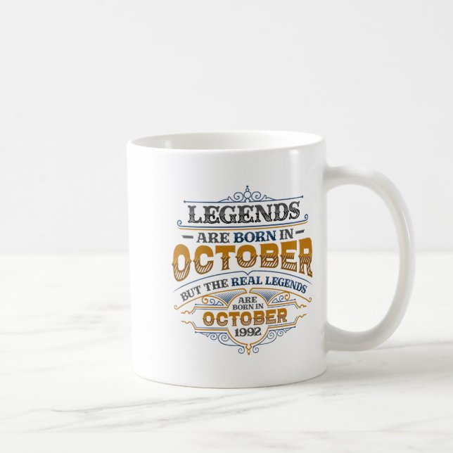 Legends Are Born In October 1992 Womens Birthday C Coffee Mug (Right)