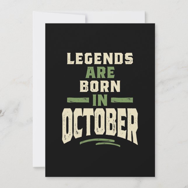 Legends are Born in October - October Birthday Invitation (Front)