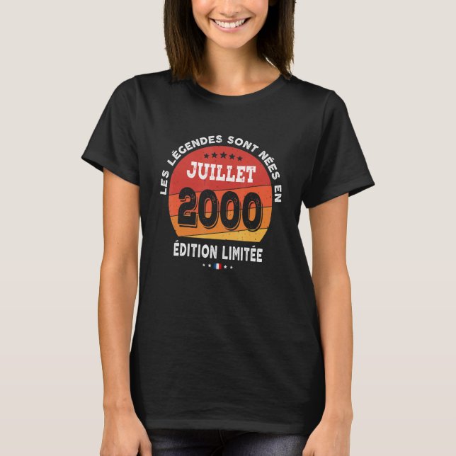 Legends Born In July 2000 22th Birthday 22 Years O T-Shirt (Front)