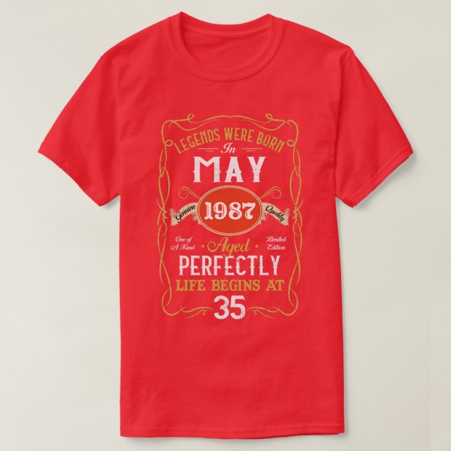 Legends Born In May 1987 35th Birthday 35 Years Ol T-Shirt (Design Front)