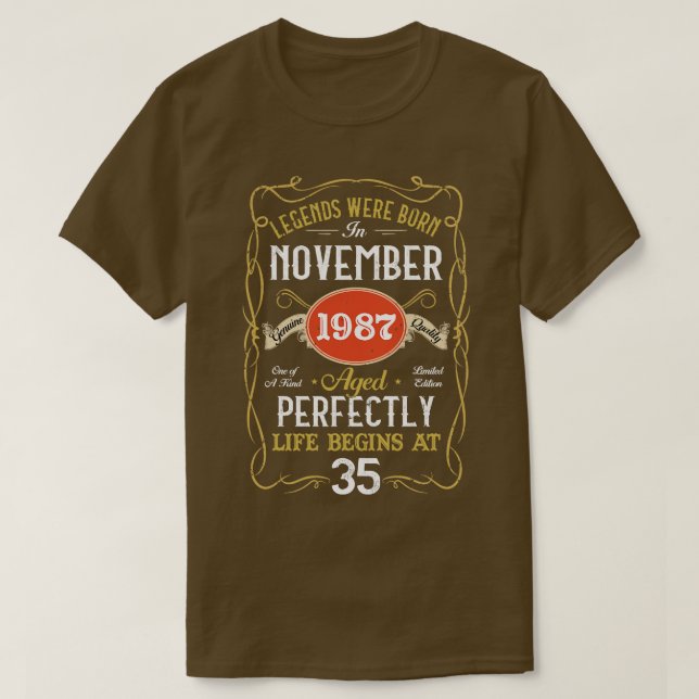 Legends Born In November 1987 35th Birthday 35 Yea T-Shirt (Design Front)