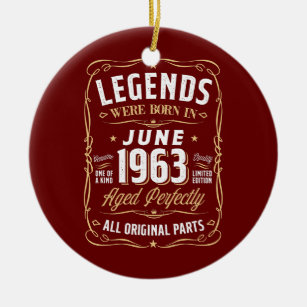 Legends June 1963 Gift 59 Year Old 59th Birthday Ceramic Ornament