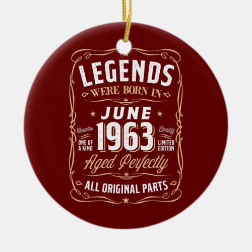 Legends June 1963 Gift 59 Year Old 59th Birthday Ceramic Ornament