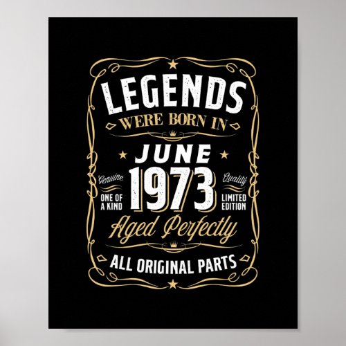 Legends June 1973 Gift 49 Year Old 49th Birthday Poster