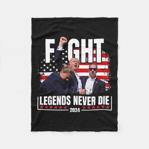 Legends Never Die 2024 Trump Shooting  Fleece Blanket