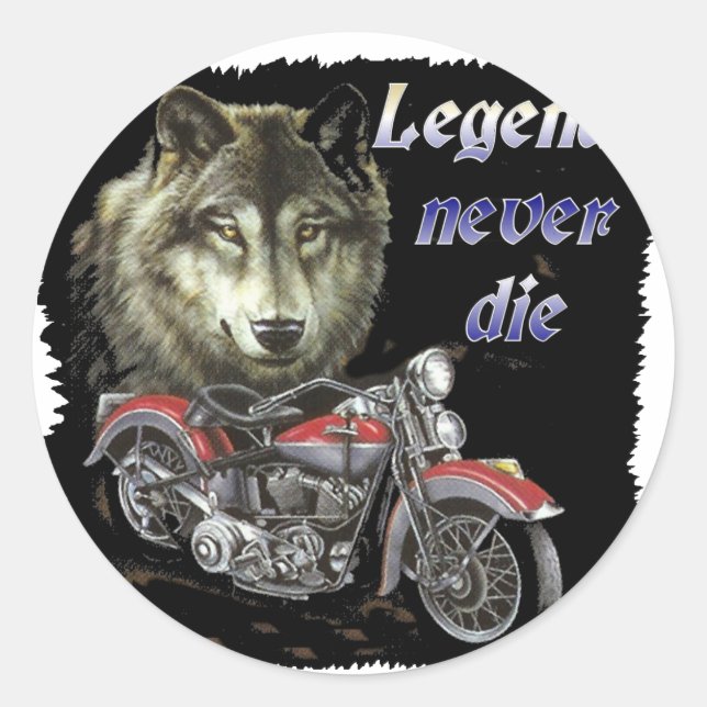 legends never die classic round sticker (Front)