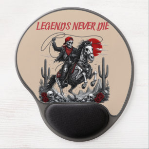 LEGENDS NEVER DIE – Skeleton Cowboy Riding Horse Gel Mouse Pad