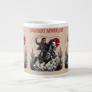 LEGENDS NEVER DIE – Skeleton Cowboy Riding Horse Giant Coffee Mug