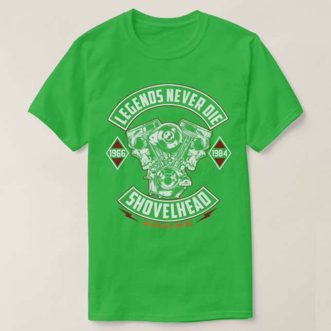 Legend's Never The Shovelhead Oldschool Motorcycle T-Shirt (Design Front)