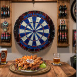 Legends' Retreat Dart Board<br><div class="desc">Elevate your game room or man cave with our Legends' Retreat Dartboard. Designed for both fun and durability, this dartboard features a striking red, white, and blue color scheme, encased in a sturdy aluminum frame. The pre-printed text, "DARTS & LAUGHS - WHERE LEGENDS HANG OUT!", adds a playful touch, perfect...</div>