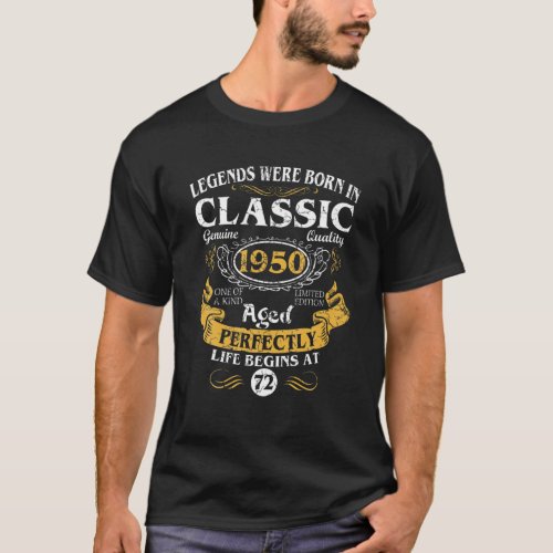 Legends Were Born In 1950 72 Year Old Birthday Gif T_Shirt