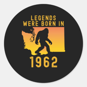 Legends Were Born In 1962 Retro Bigfoot Classic Round Sticker