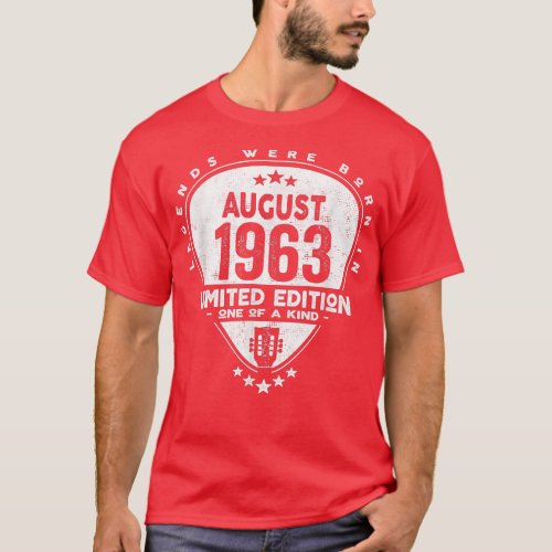 Legends Were Born In August 1963Guitar 2079 T_Shirt